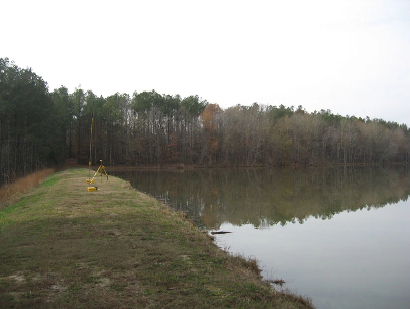 GPS Base Station on lake levee